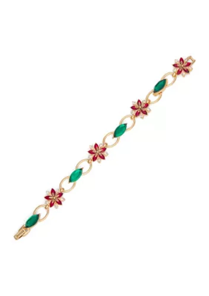 Gold Tone Holiday Flower Flex Bracelet