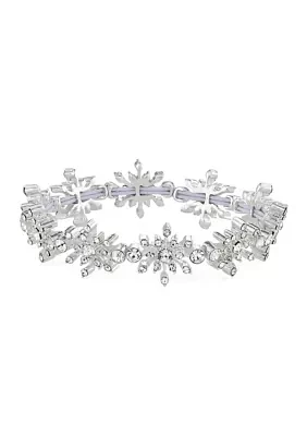 Silver Tone Crystal Flakes Stretch Bracelet