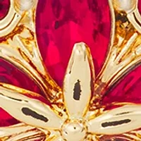 Gold Tone Red Poinsettia Stretch Bracelet