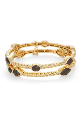 Gold Tone Jet Stretch Bracelet