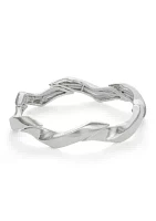 Silver Tone Ribbon Stretch Bracelet