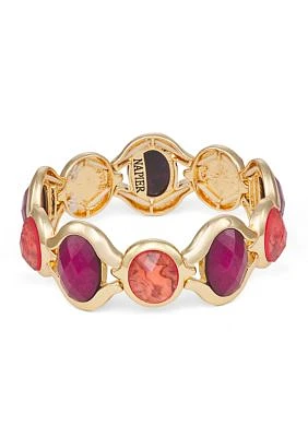 Gold Tone Burgundy Stretch Bracelet