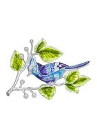 Silver Tone Boxed Multi Blue Bird Pin