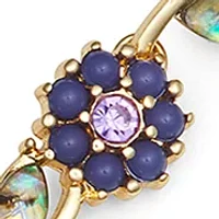 Gold Tone Blue Flower Flex Bracelet