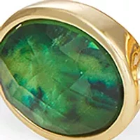 Gold Tone Green Abalone Bangle Bracelet Set