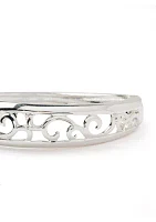 Silver Tone Organic Hinged Bangle Bracelet