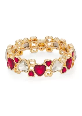 Gold Tone Siam Love Stretch Bracelet