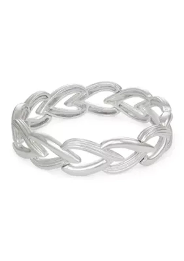 Silver Tone Smooth Stretch Bracelet