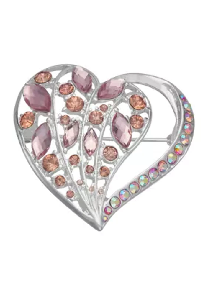 Silver Tone Boxed Multi Heart Pin