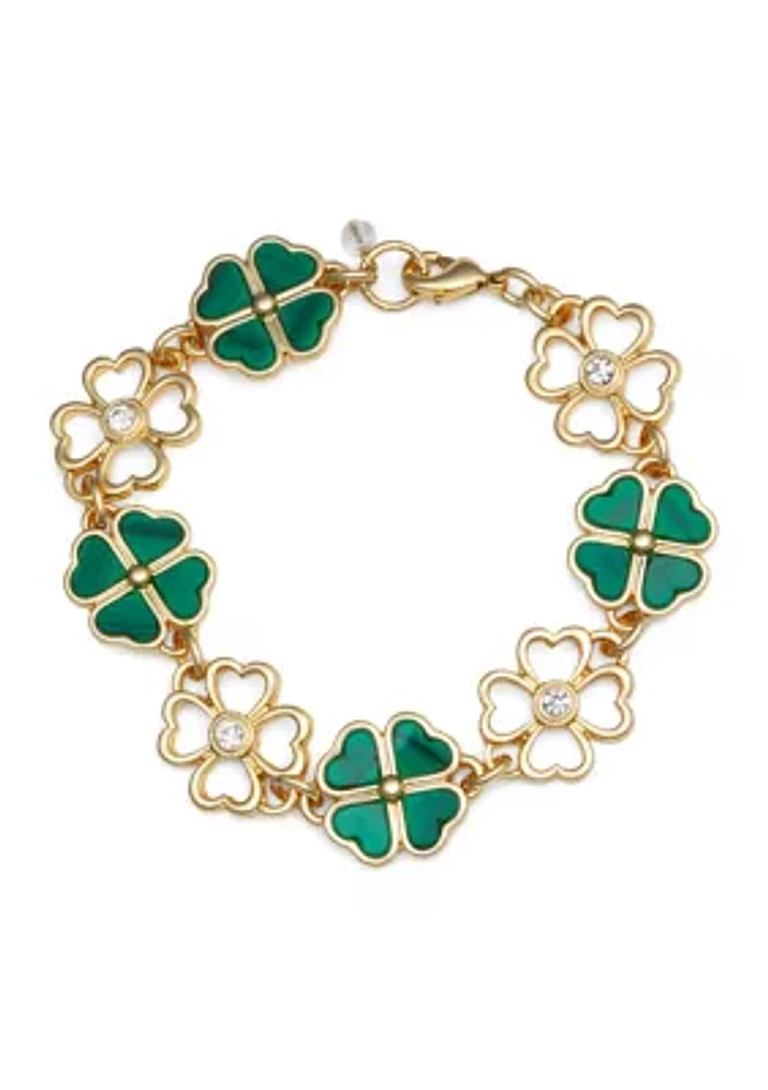 Gold Tone Green Irish Bracelet