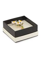 Gold Tone White Daffodil Pin - Boxed