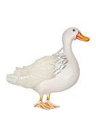 Silver Tone White Duck Pin