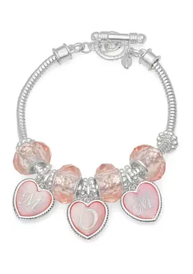 Silver Tone Pink Mom Flex Bracelet