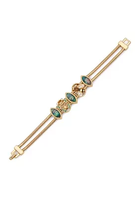 Gold Tone Multi Critter Slider Bracelet