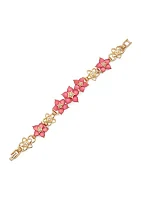 Silver Tone Pink Flower Flex Bracelet