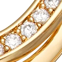 Gold Tone Social Cubic Zirconia Oval Drop Clip Earrings