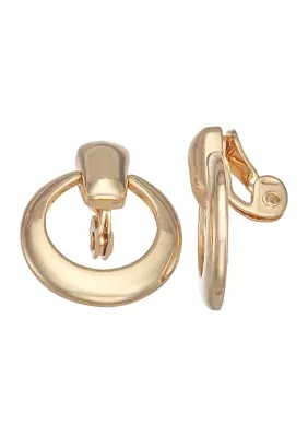 Gold Tone Double Drop Clip Earrings