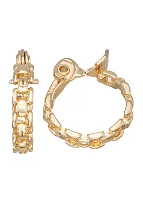 Gold Tone 23 Millimeter Clip Hoop Earrings