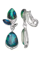 Silver Tone Color Bulbs Double Drop Clip Earrings