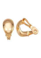 Gold Tone Domed Stud Clip Earrings