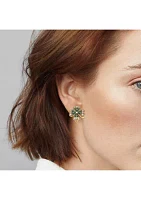 Gold Tone Lucky Stud Clip Earrings