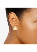 Gold Tone Textured Triangle Stud Clip Earrings