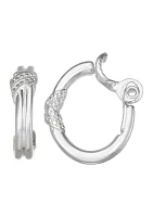 Silver Tone 22 Millimeter Beaded Hoop Clip Earrings