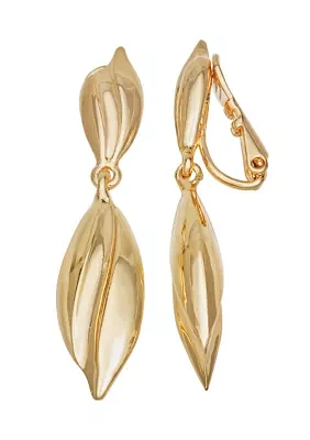 Gold Tone Butterfly Double Drop Clip Earrings