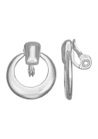 Silver Tone Double Drop Clip Earrings