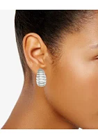 Silver Tone Puffy Drop Clip Earrings