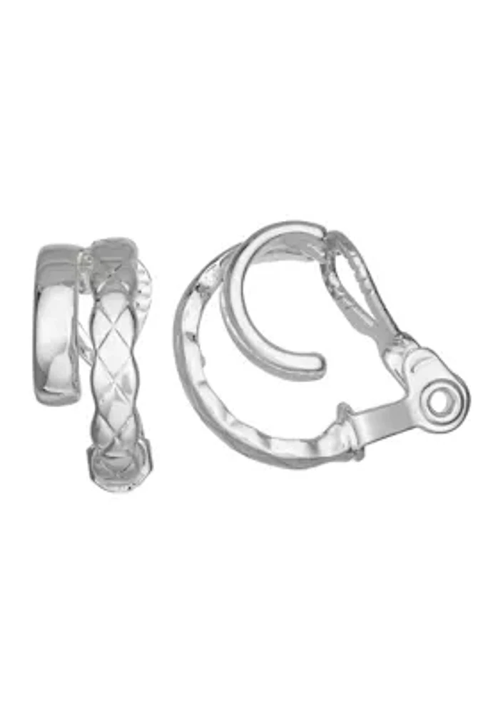 Silver Tone 15 Millimeter Hoop Clip Earrings