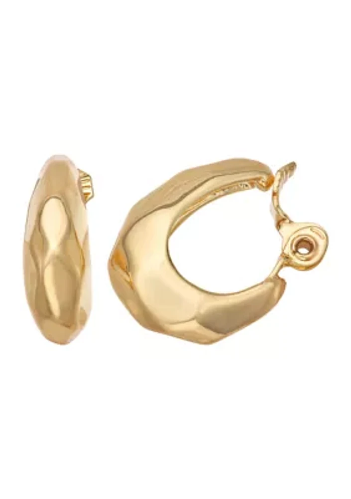 26.5 Millimeter Puffy Hoop Clip Earrings