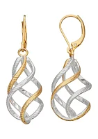 Two-Tone Twisted Linear Lever Back Earrings