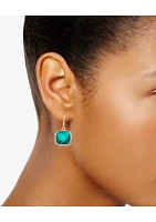 Square Drop Lever Back Earrings