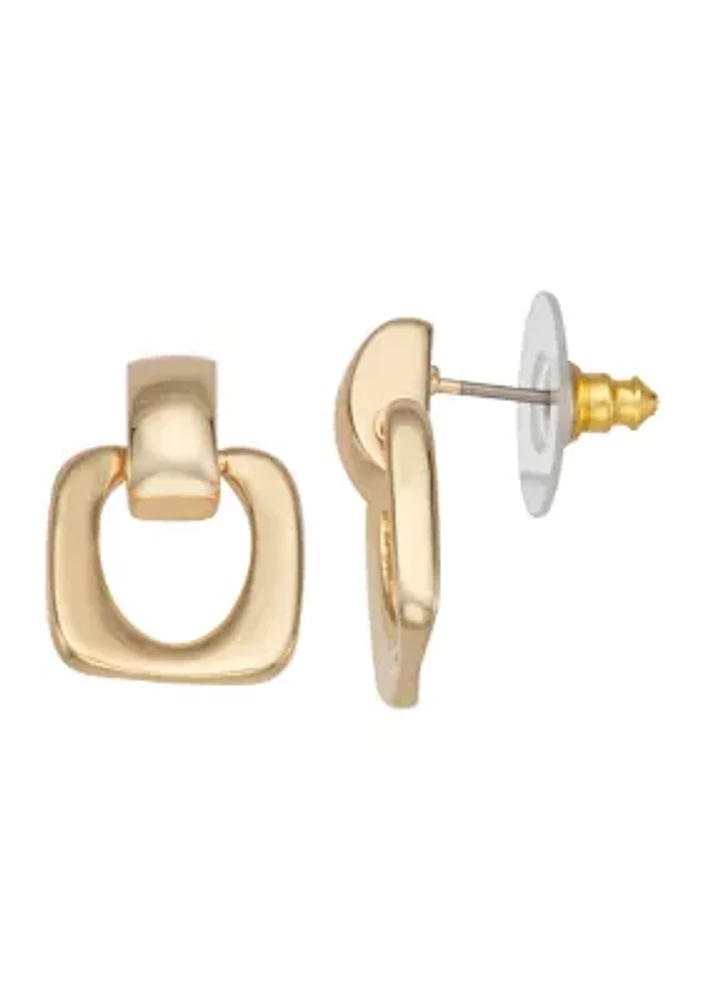 Gold Tone Doorknocker Earrings