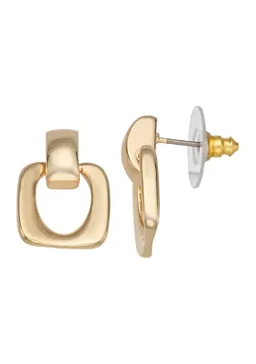 Gold Tone Doorknocker Earrings