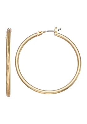 Gold Tone 27 Millimeter Thin Solid Hoop Earrings