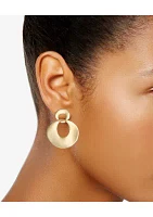 Gold Tone Flat Large Double Drop Earrings