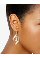 Gold Tone Twist Petals Orbital Earrings