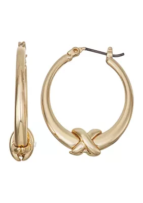 Gold Tone 24.5 Millimeter Oval Hoop Earrings