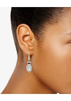 Silver Tone Black Treasure Drop Lever Back Earrings