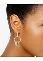 Gold Tone Rings Double Drop Earrings