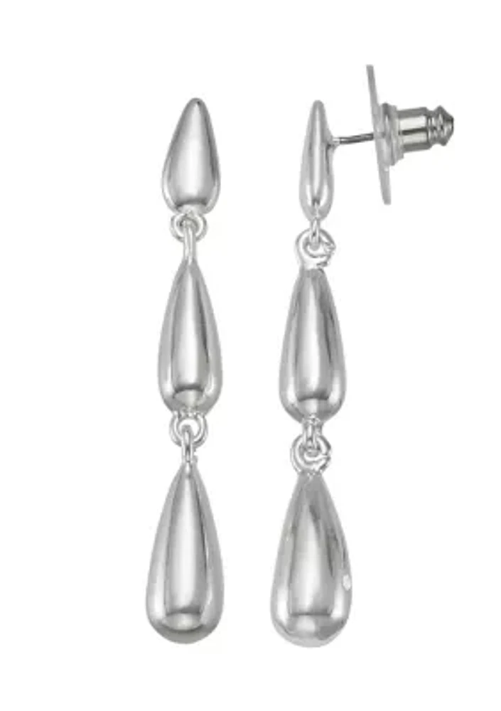 Silver Tone Linear Earrings