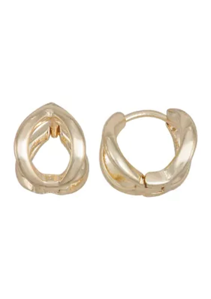 Gold Tone Oval Open Hoop Earrings