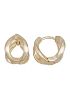 Gold Tone Oval Open Hoop Earrings