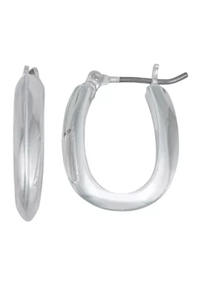 Silver Tone Mixed Feelings Hoop Earrings