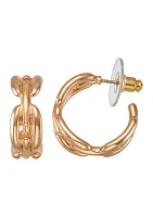 Gold Tone Links C Hoop Earrings