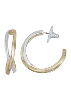 Two Tone 30 Millimeter Mixed Feelings C Hoop Earrings