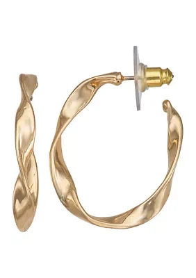 Gold Tone 32 Millimeter C Hoop Earrings