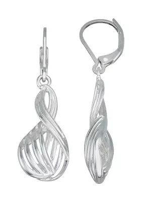 Silver Tone Long Drop Earrings